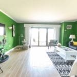 deluxe oceanview room in green and black
